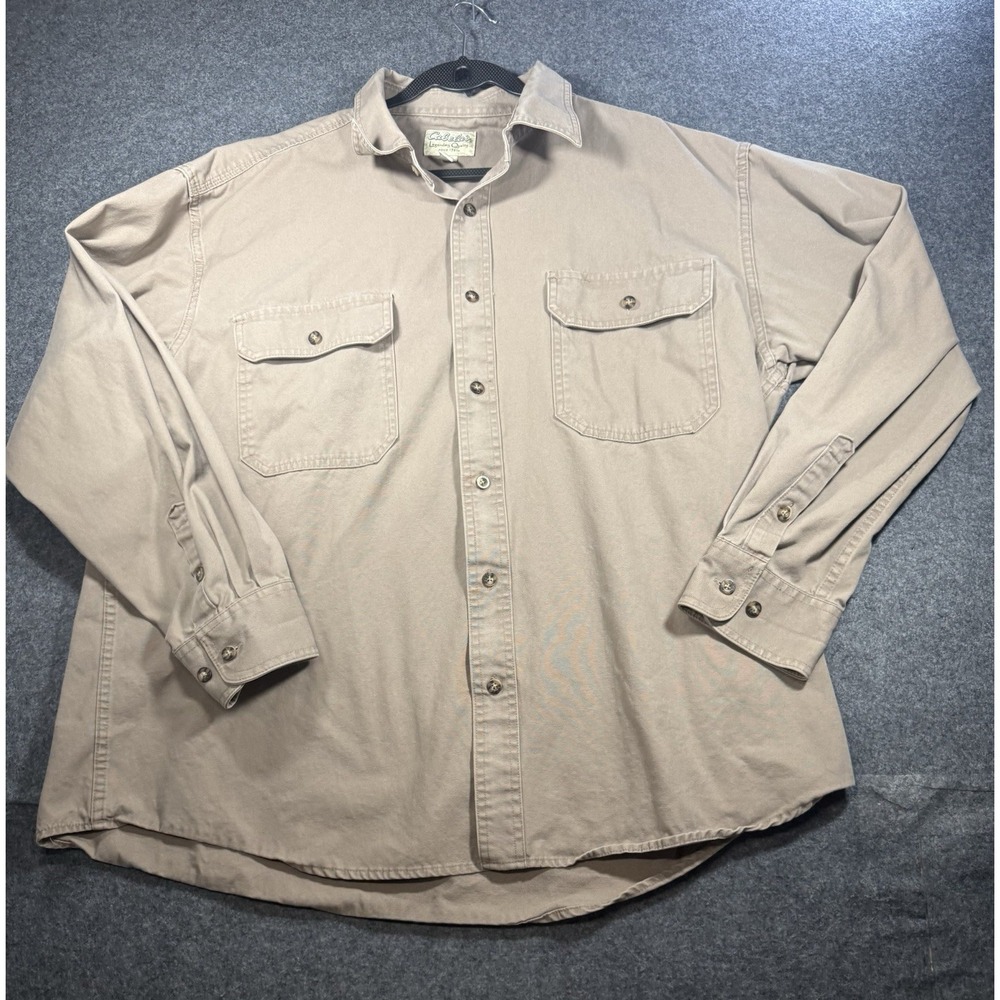 Cabela's Legendary Quality Tan Long‎ Sleeve Button Down Shirt